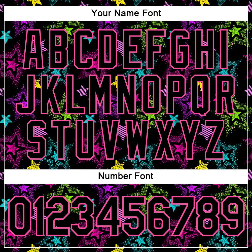 Custom Graffiti Pattern Black-Pink 3D Creative Colorful Stars Performance T-Shirt photo 3