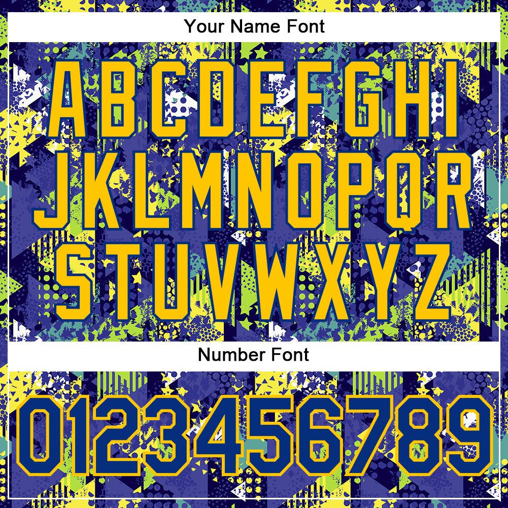 Custom Graffiti Pattern Royal-Gold 3D Creative Geometric Figures Triangle And Dots Performance T-Shirt photo 3