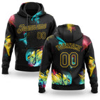 Custom Stitched Graffiti Pattern Black-Gold 3D Sports Pullover Sweatshirt Hoodie