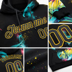 Custom Stitched Graffiti Pattern Black-Gold 3D Sports Pullover Sweatshirt Hoodie detail