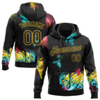 Custom Stitched Graffiti Pattern Black-Gold 3D Sports Pullover Sweatshirt Hoodie photo 1