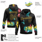 Custom Stitched Graffiti Pattern Black-Gold 3D Sports Pullover Sweatshirt Hoodie photo 2