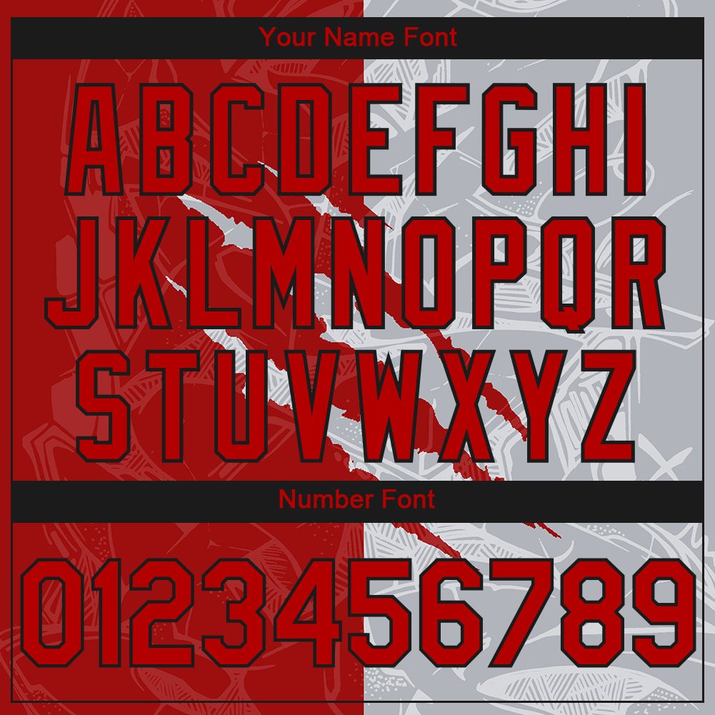 Custom Stitched Graffiti Pattern Gray Red-Black 3D Scratch Sports Pullover Sweatshirt Hoodie photo 3