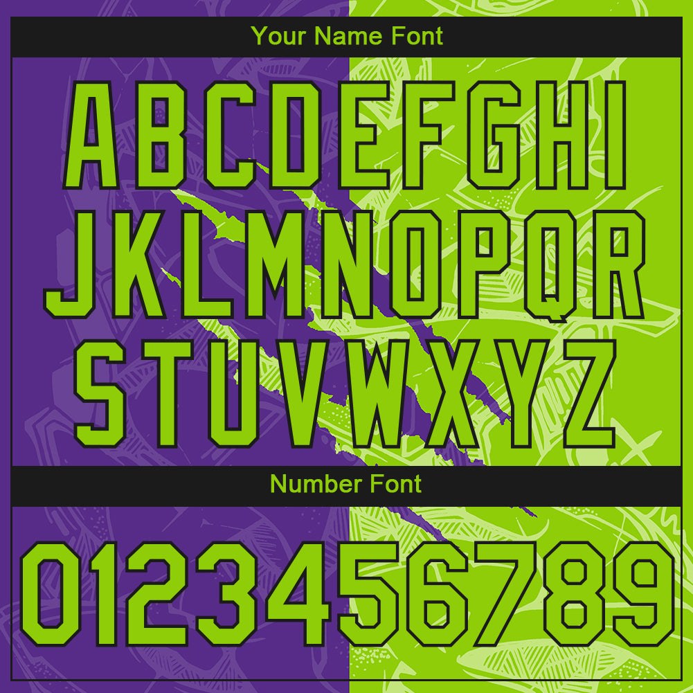 Custom Stitched Graffiti Pattern Neon Green Purple-Black 3D Scratch Sports Pullover Sweatshirt Hoodie photo 3