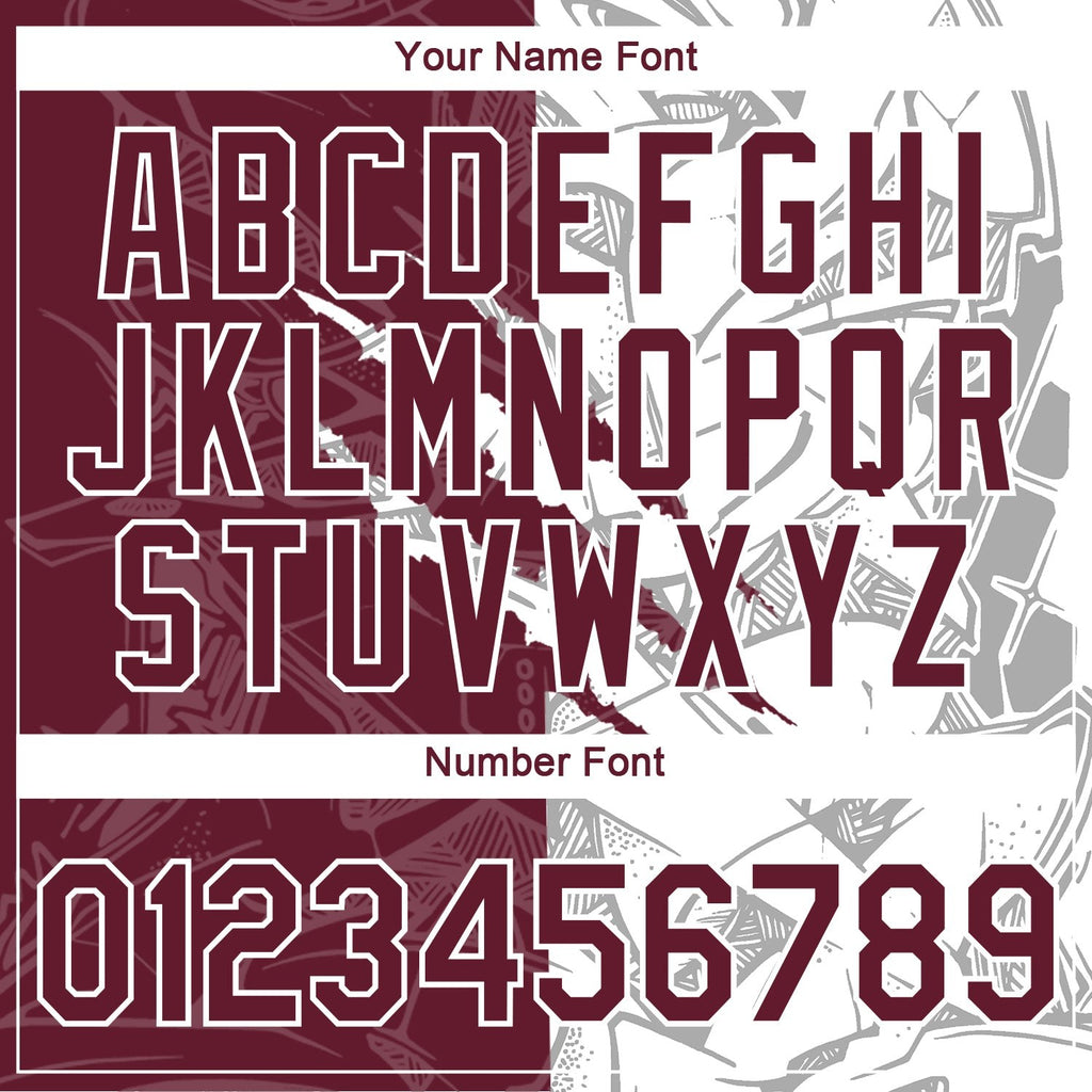 Custom Graffiti Pattern Burgundy-White Scratch 3D Performance T-Shirt photo 3