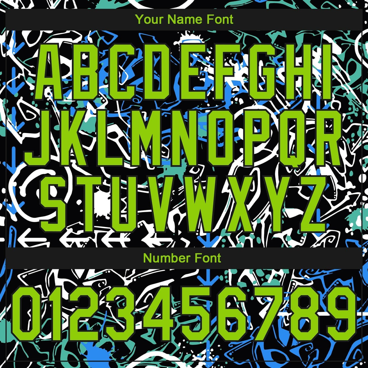 Custom Stitched Graffiti Pattern Neon Green-Black 3D Abstract Grunge Art Sports Pullover Sweatshirt Hoodie photo 3