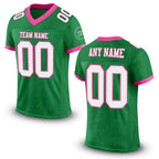 Custom Grass Green White-Pink Mesh Authentic Football Jersey