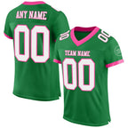 Custom Grass Green White-Pink Mesh Authentic Football Jersey photo 1