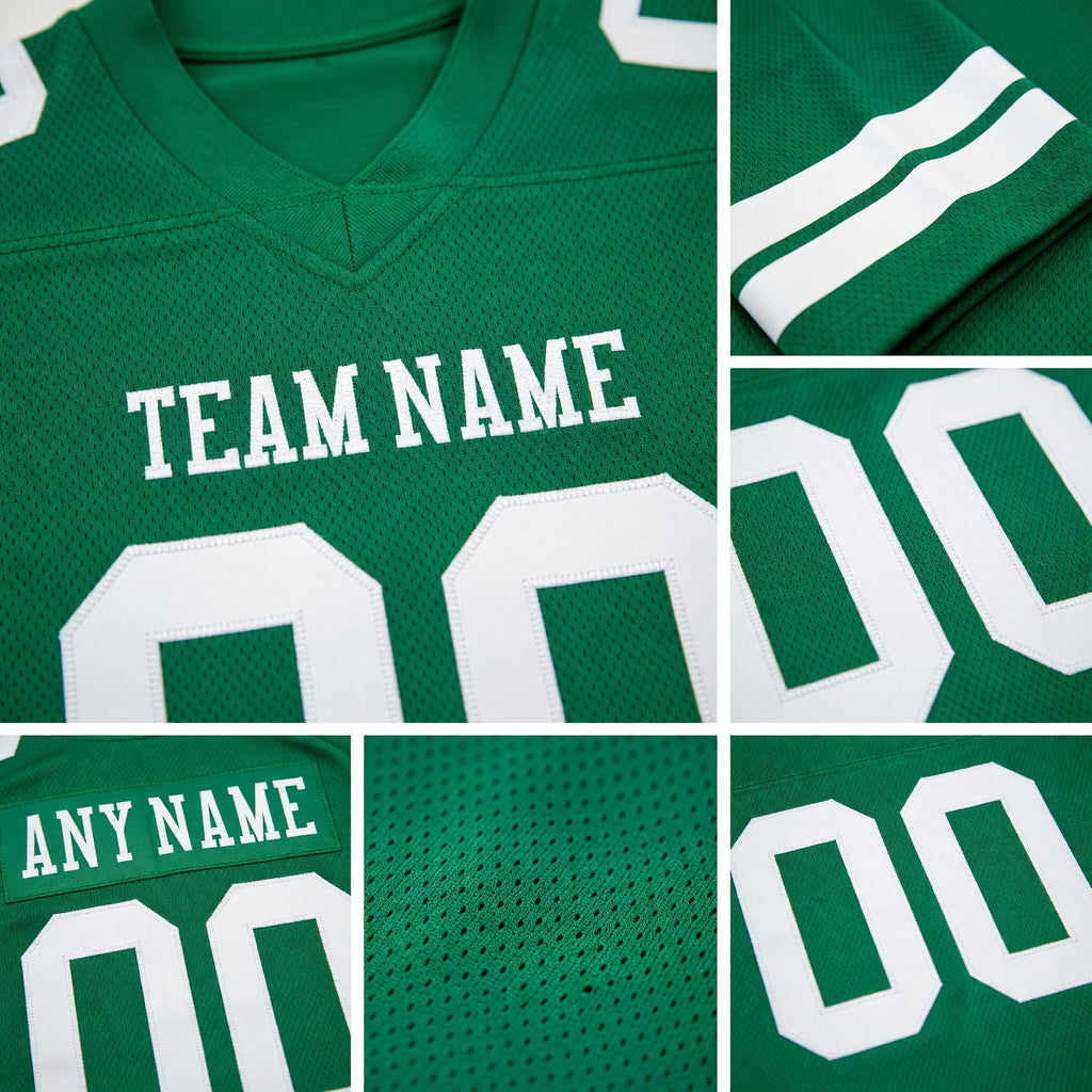 Custom Grass Green White Authentic Football Jersey detail