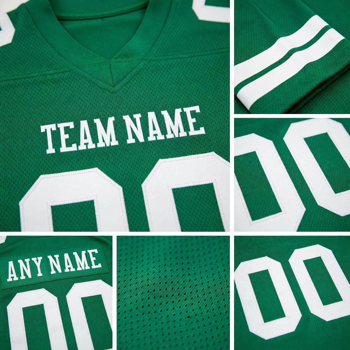 Custom Grass Green White Authentic Football Jersey detail