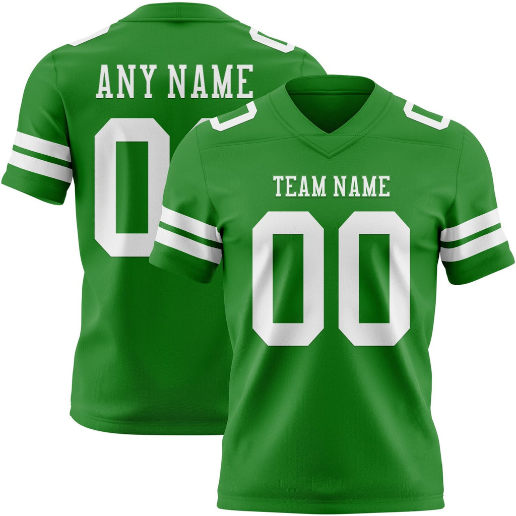 Custom Grass Green White Authentic Football Jersey photo 1