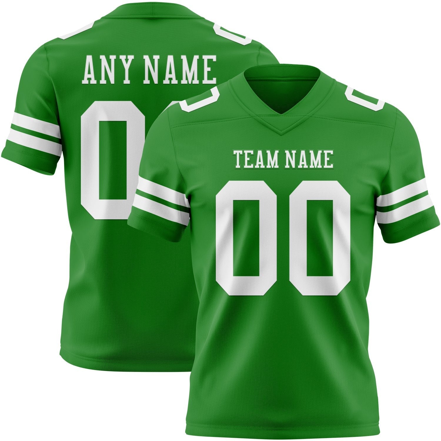 Custom Grass Green White Authentic Football Jersey photo 1