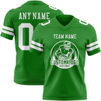 Custom Grass Green White Authentic Football Jersey photo 2