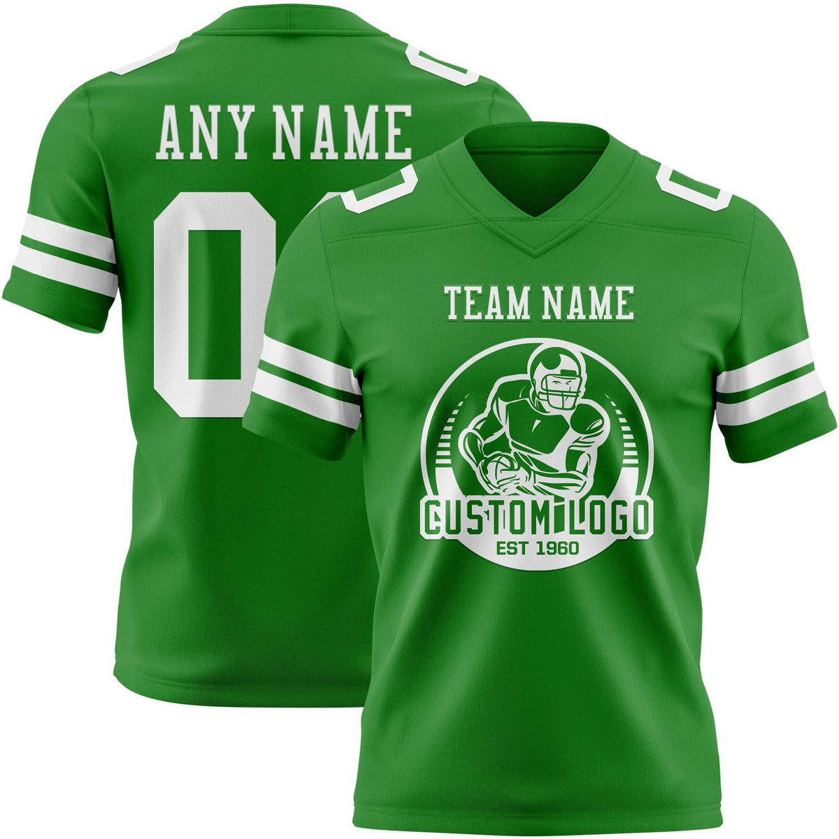 Custom Grass Green White Authentic Football Jersey photo 2