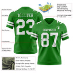 Custom Grass Green White Authentic Football Jersey photo 3