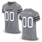 Custom Gray White-Black Mesh Authentic Football Jersey