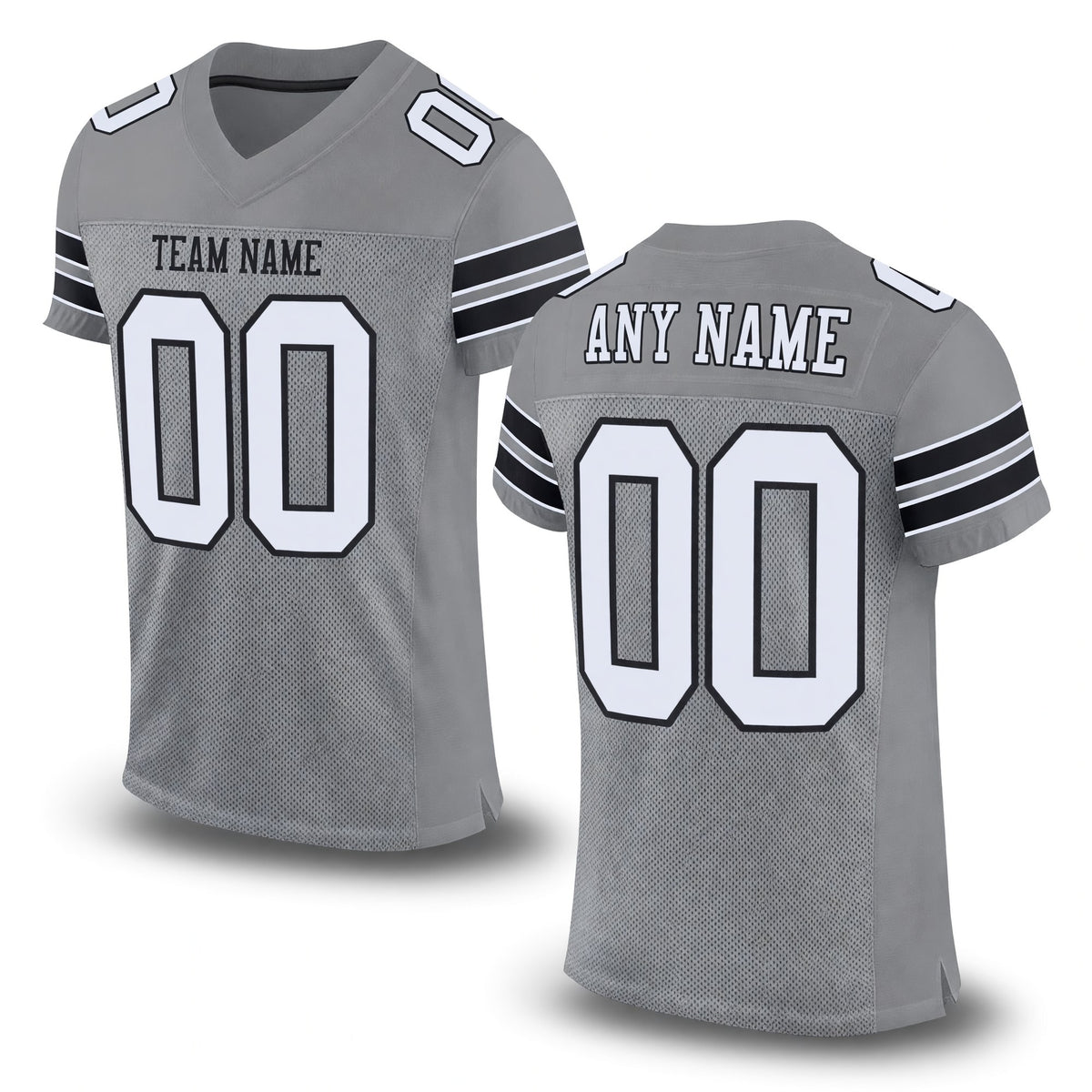 Custom Gray White-Black Mesh Authentic Football Jersey