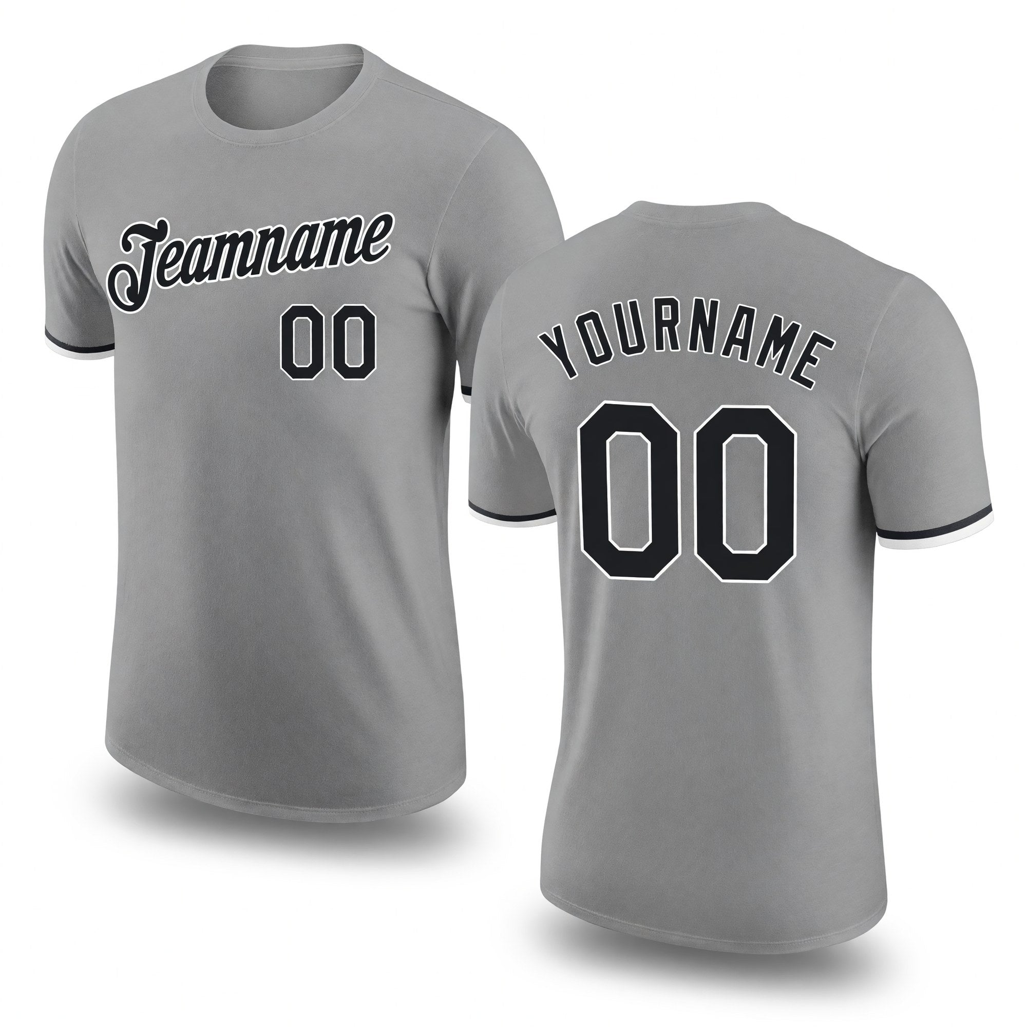 Custom Gray Black-White Performance T-Shirt