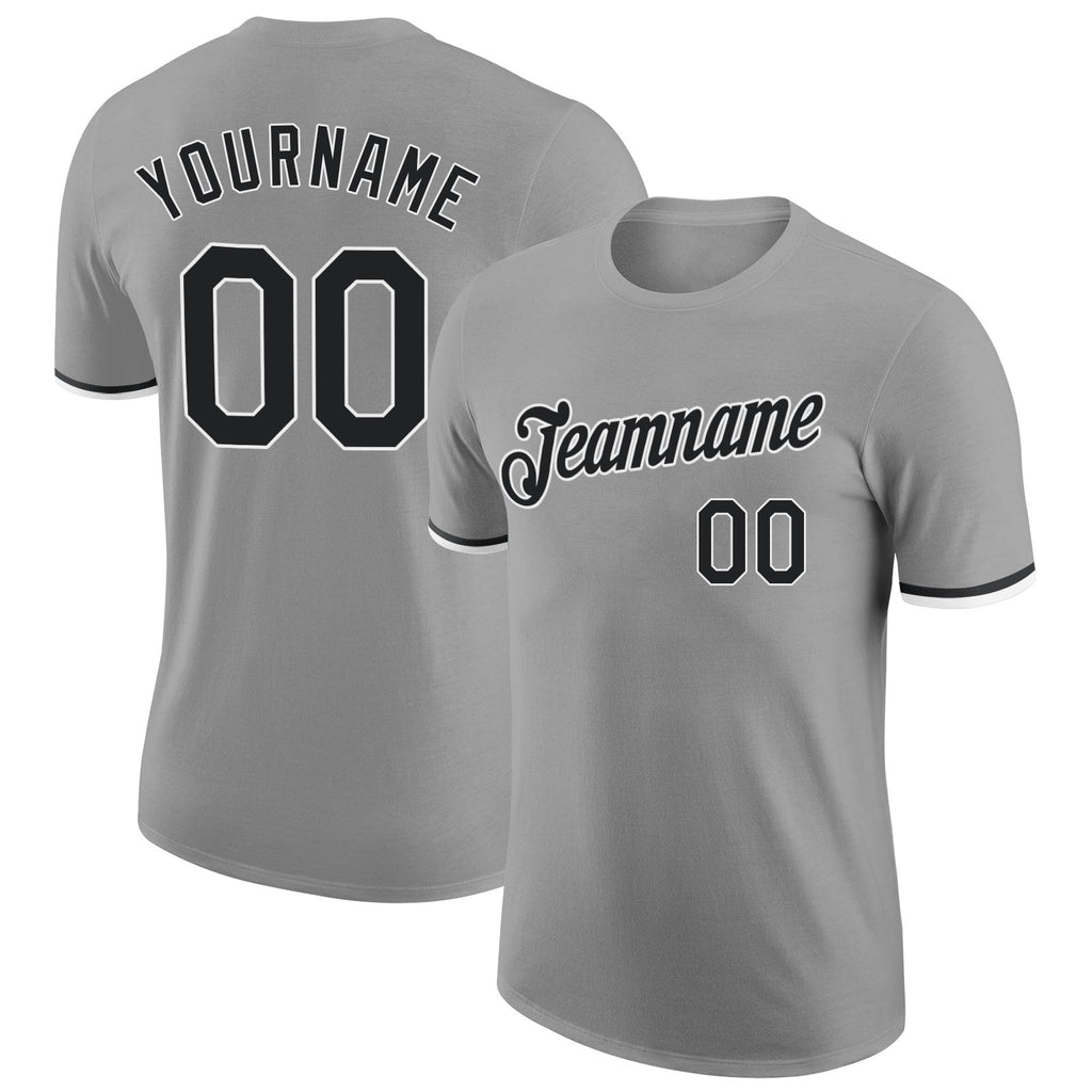 Custom Gray Black-White Performance T-Shirt photo 1