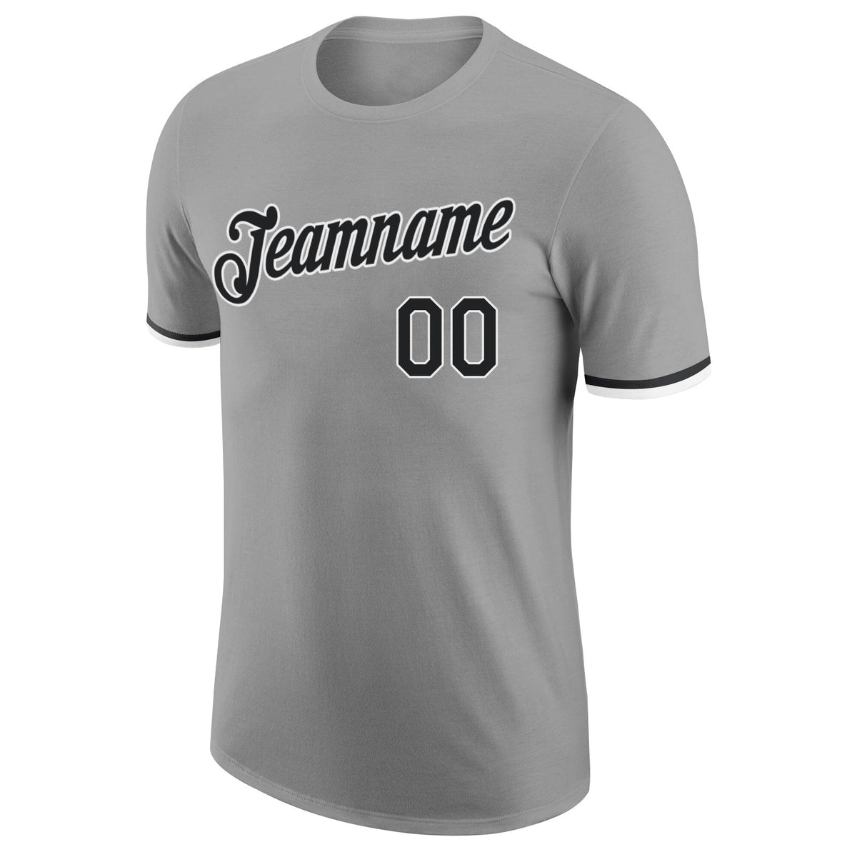 Custom Gray Black-White Performance T-Shirt photo 4