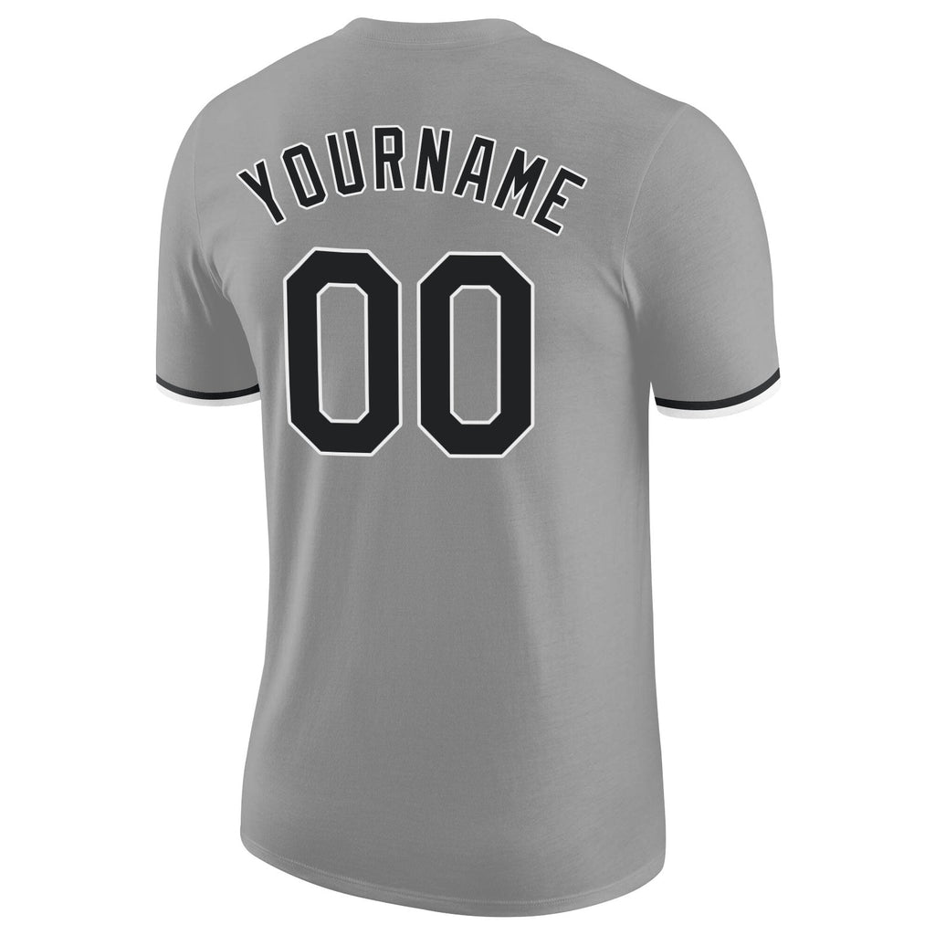 Custom Gray Black-White Performance T-Shirt photo 5