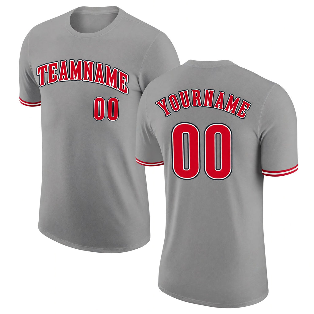 Custom Gray Red-Black Performance T-Shirt