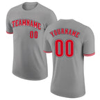 Custom Gray Red-Black Performance T-Shirt