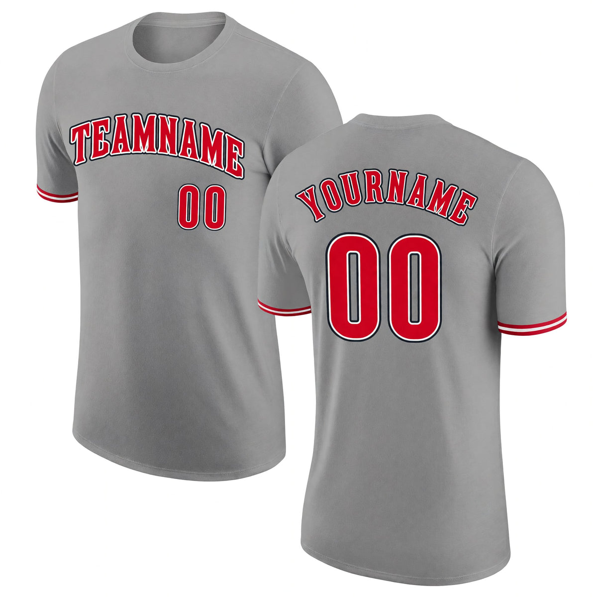 Custom Gray Red-Black Performance T-Shirt
