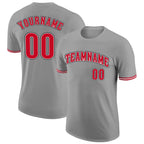 Custom Gray Red-Black Performance T-Shirt photo 1