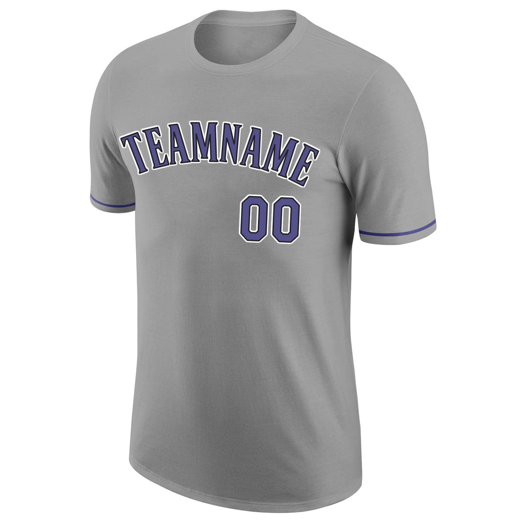 Custom Gray Purple-Black Performance T-Shirt photo 4