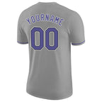 Custom Gray Purple-Black Performance T-Shirt photo 5