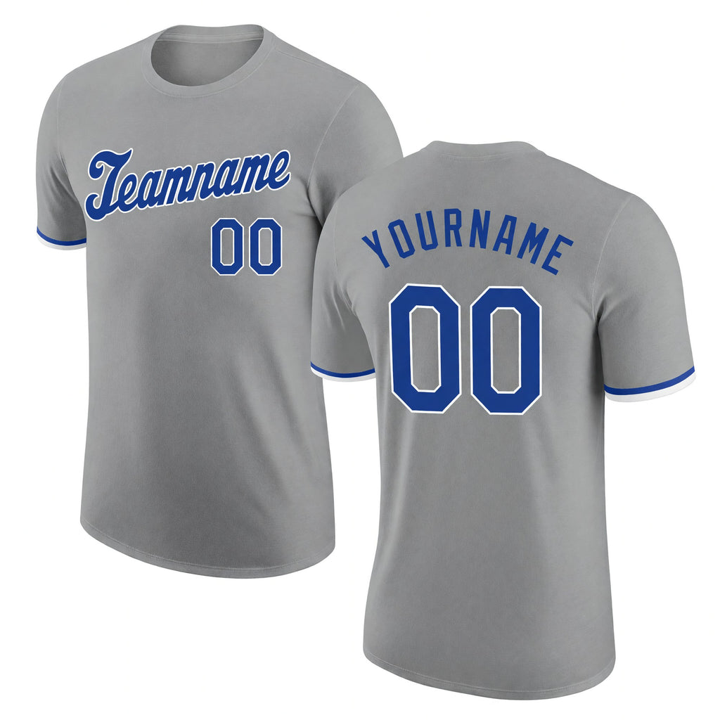 Custom Gray Royal-White Performance T-Shirt