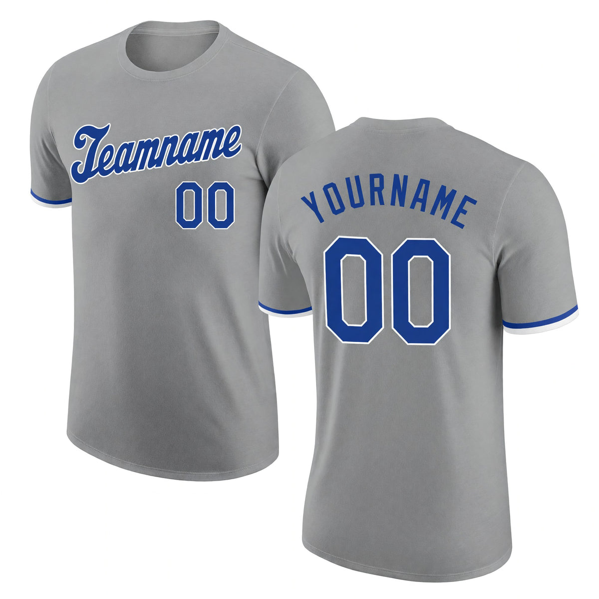 Custom Gray Royal-White Performance T-Shirt