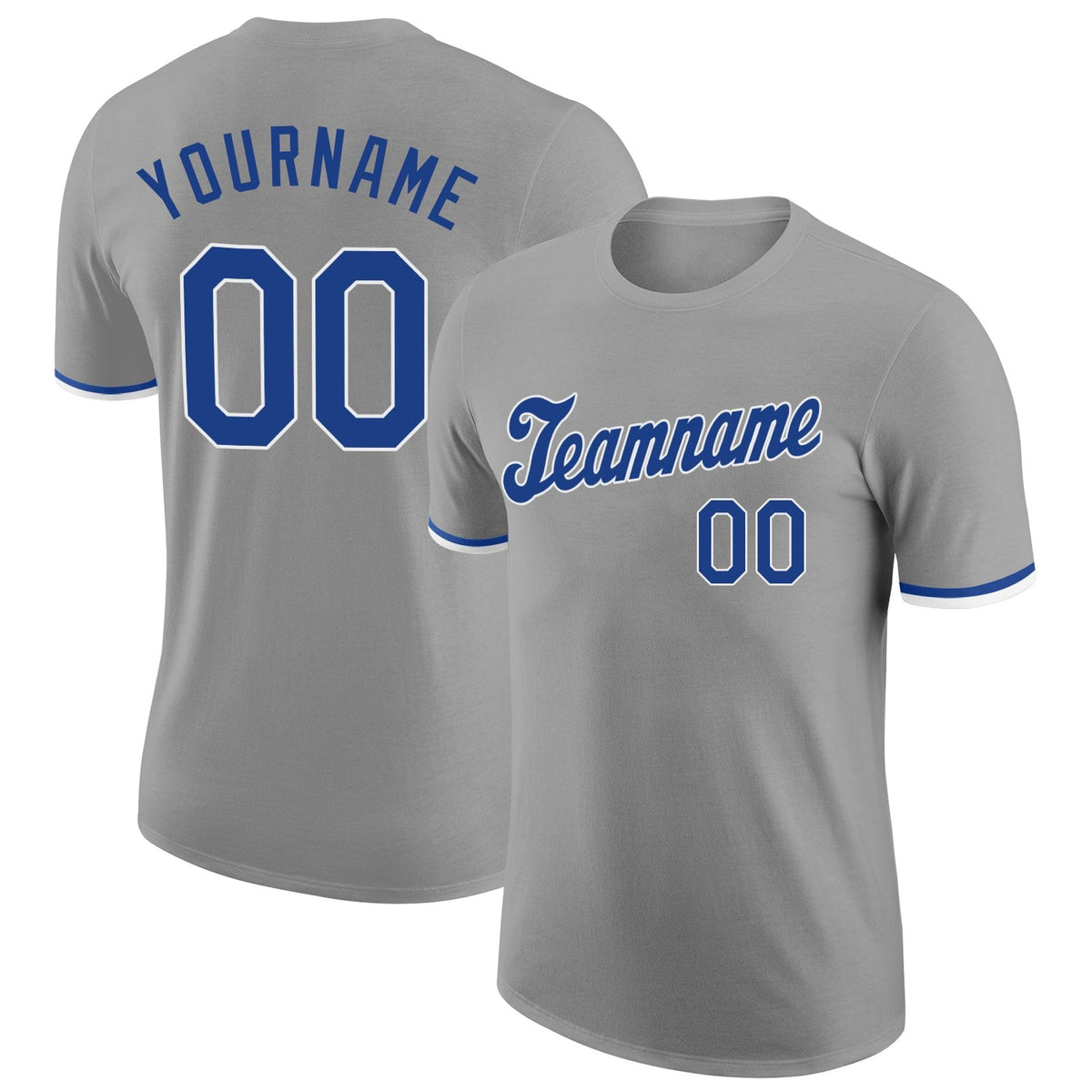 Custom Gray Royal-White Performance T-Shirt photo 1
