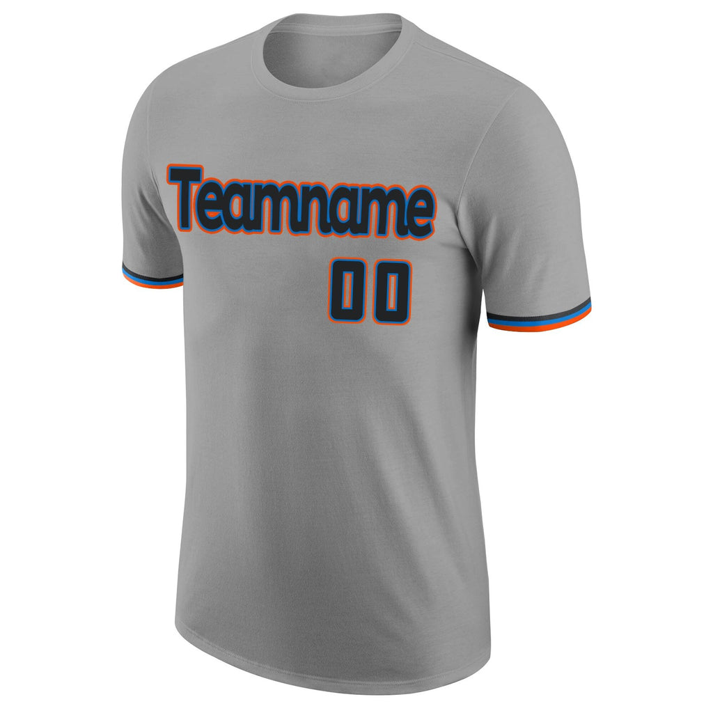 Custom Gray Black-Powder Blue Performance T-Shirt photo 4