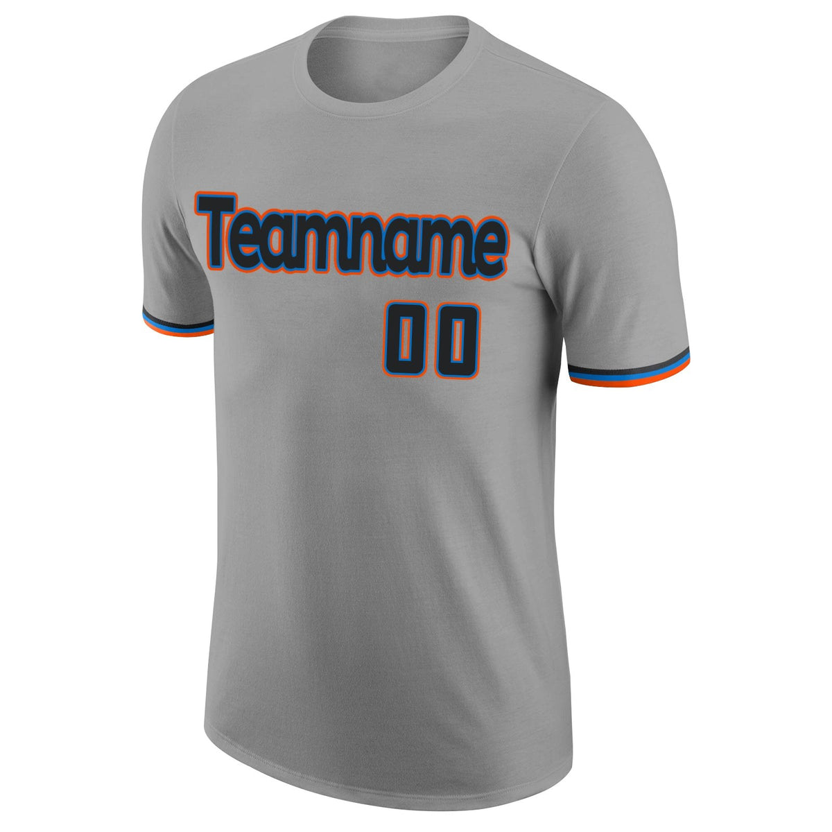 Custom Gray Black-Powder Blue Performance T-Shirt photo 4