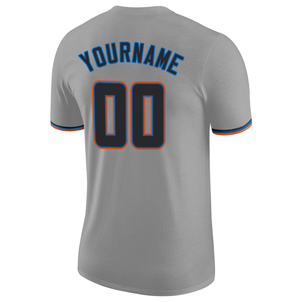 Custom Gray Black-Powder Blue Performance T-Shirt photo 5