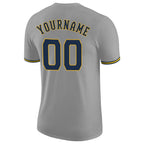 Custom Gray Navy-Gold Performance T-Shirt photo 5