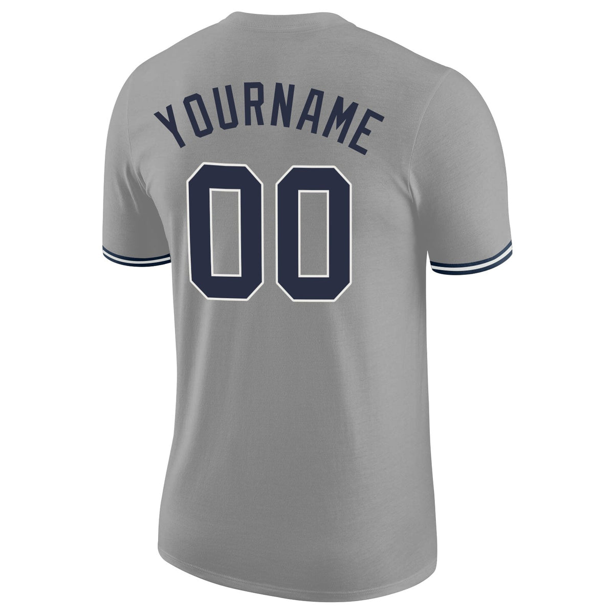 Custom Gray Navy-White Performance T-Shirt photo 5