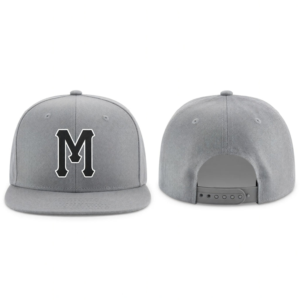 Custom Gray Black-White Stitched Adjustable Snapback Hat