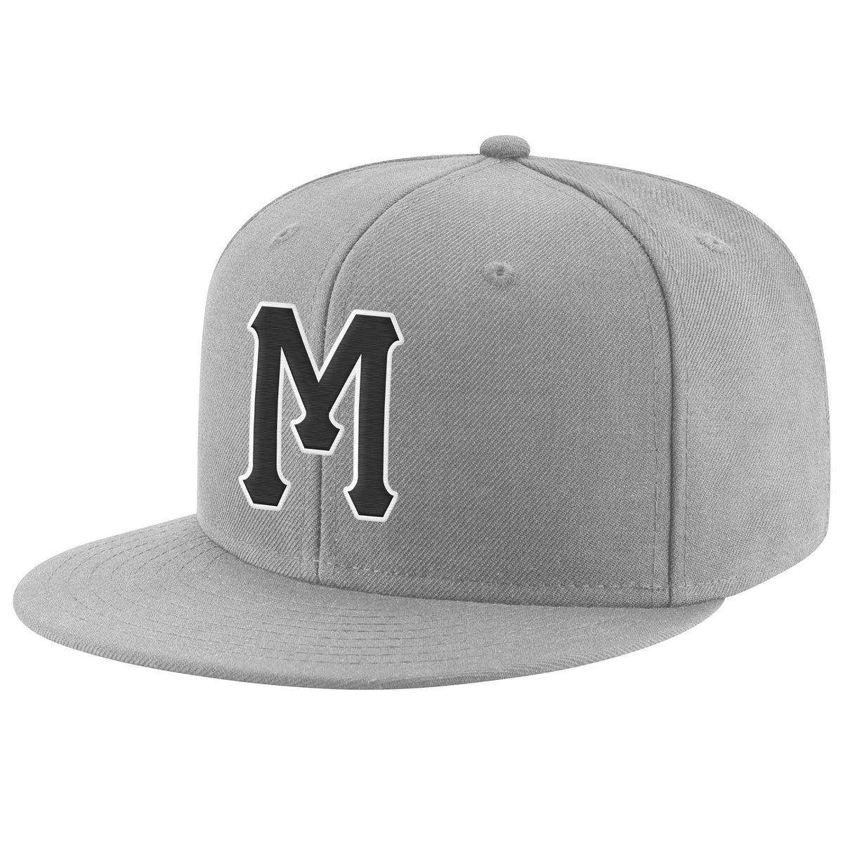 Custom Gray Black-White Stitched Adjustable Snapback Hat photo 1