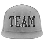 Custom Gray Black-White Stitched Adjustable Snapback Hat photo 2