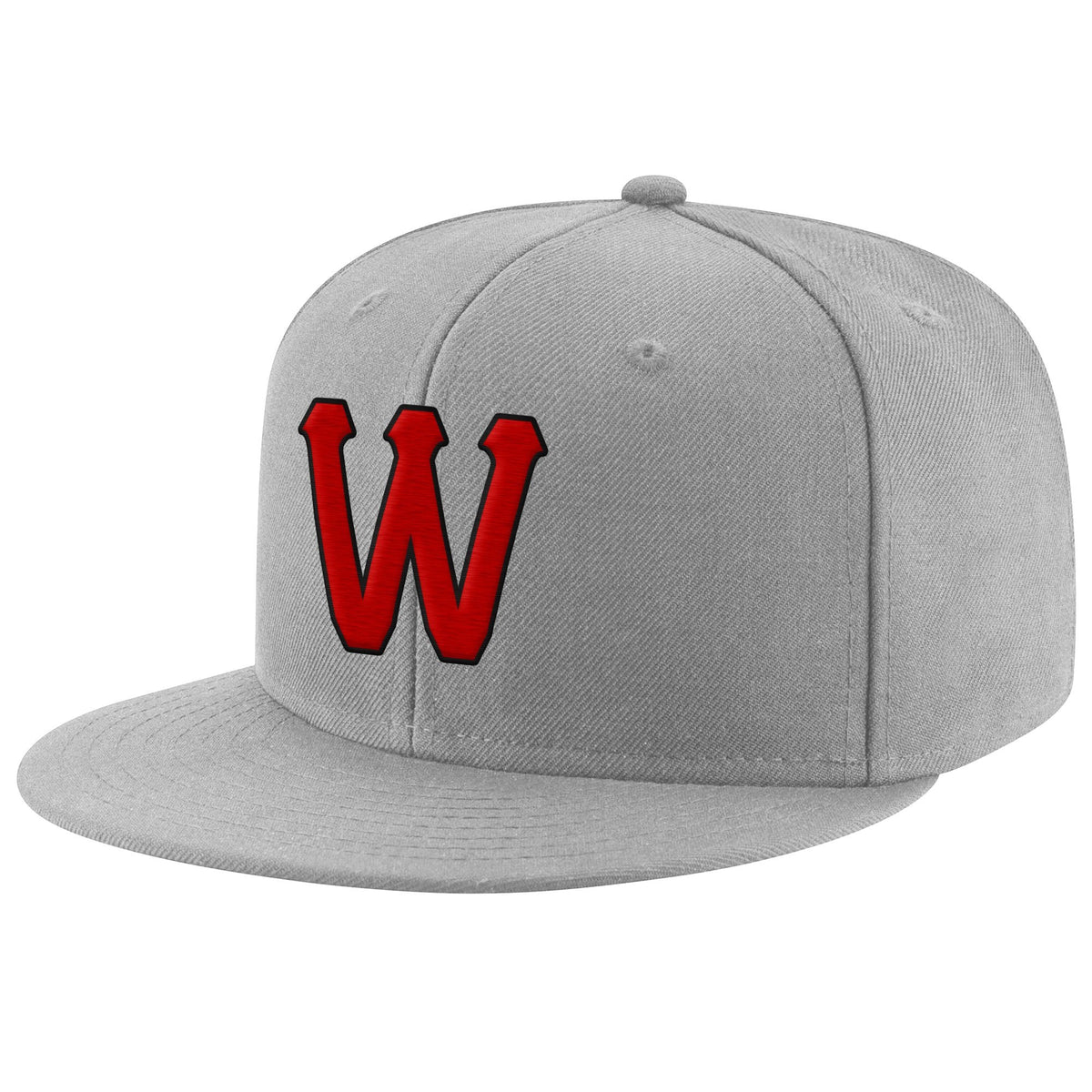 Custom Gray Red-Black Stitched Adjustable Snapback Hat photo 1