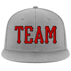 Custom Gray Red-Black Stitched Adjustable Snapback Hat photo 2