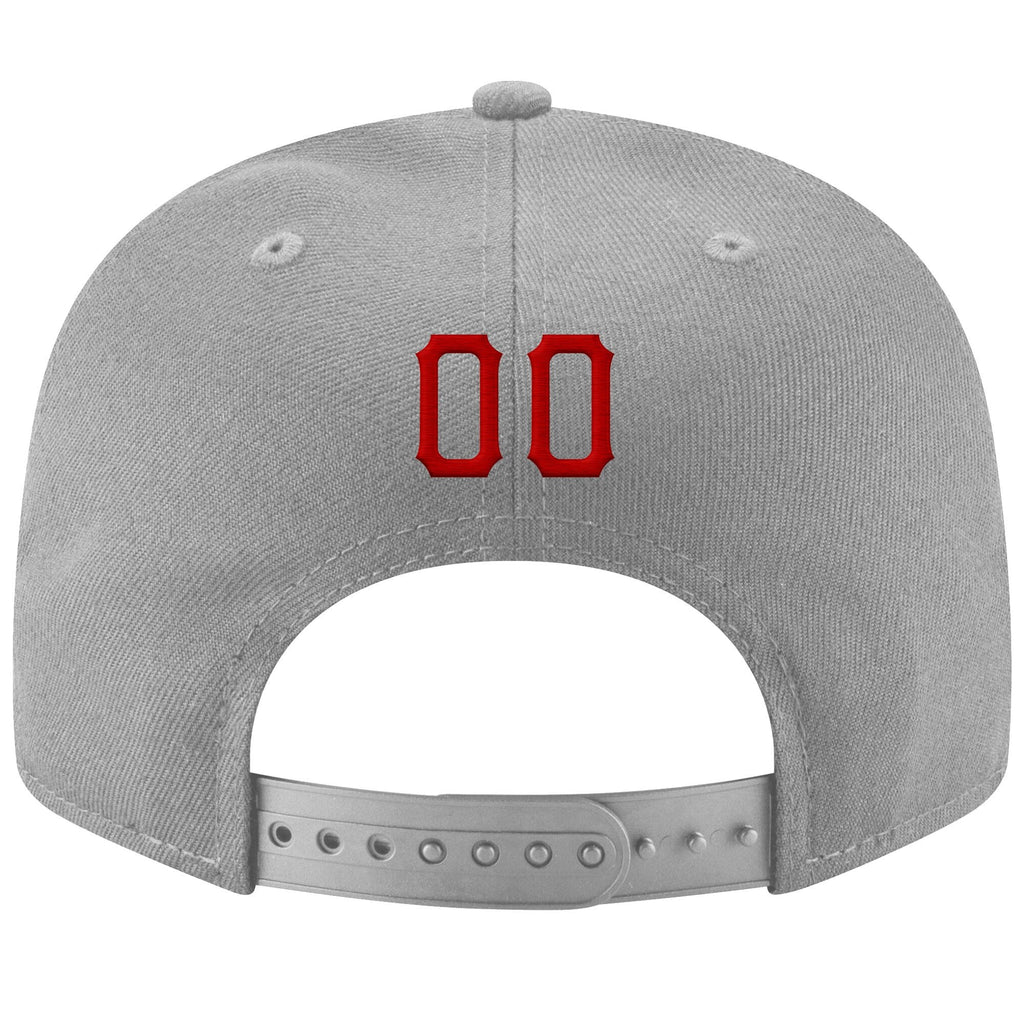 Custom Gray Red-Black Stitched Adjustable Snapback Hat photo 3