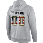 Custom Stitched Gray Vintage USA Flag-Old Gold Sports Pullover Sweatshirt Hoodie photo 3