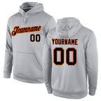 Custom Stitched Gray Black-Orange Sports Pullover Sweatshirt Hoodie