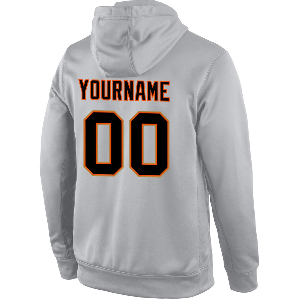 Custom Stitched Gray Black-Orange Sports Pullover Sweatshirt Hoodie photo 3