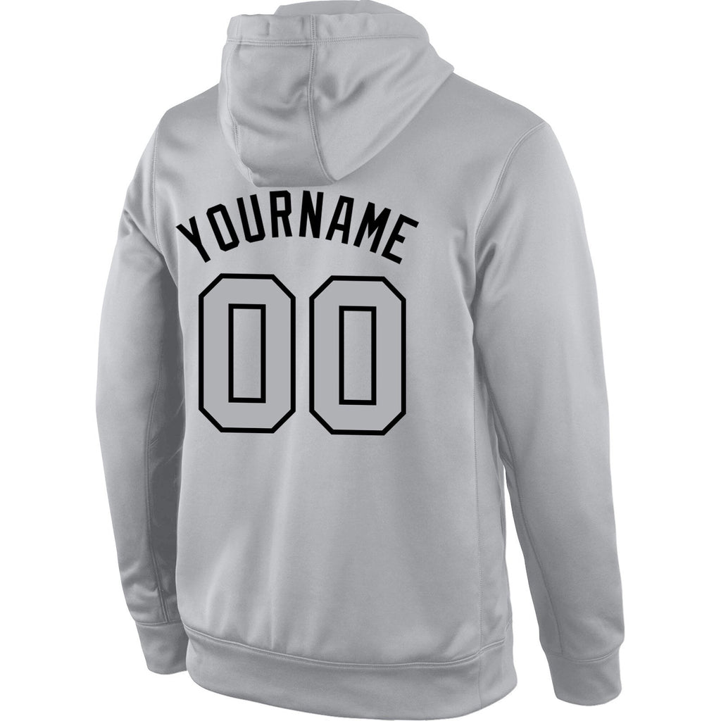 Custom Stitched Gray Gray-Black Sports Pullover Sweatshirt Hoodie photo 3