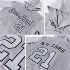 Custom Stitched Gray Gray-Black Sports Pullover Sweatshirt Hoodie photo 6